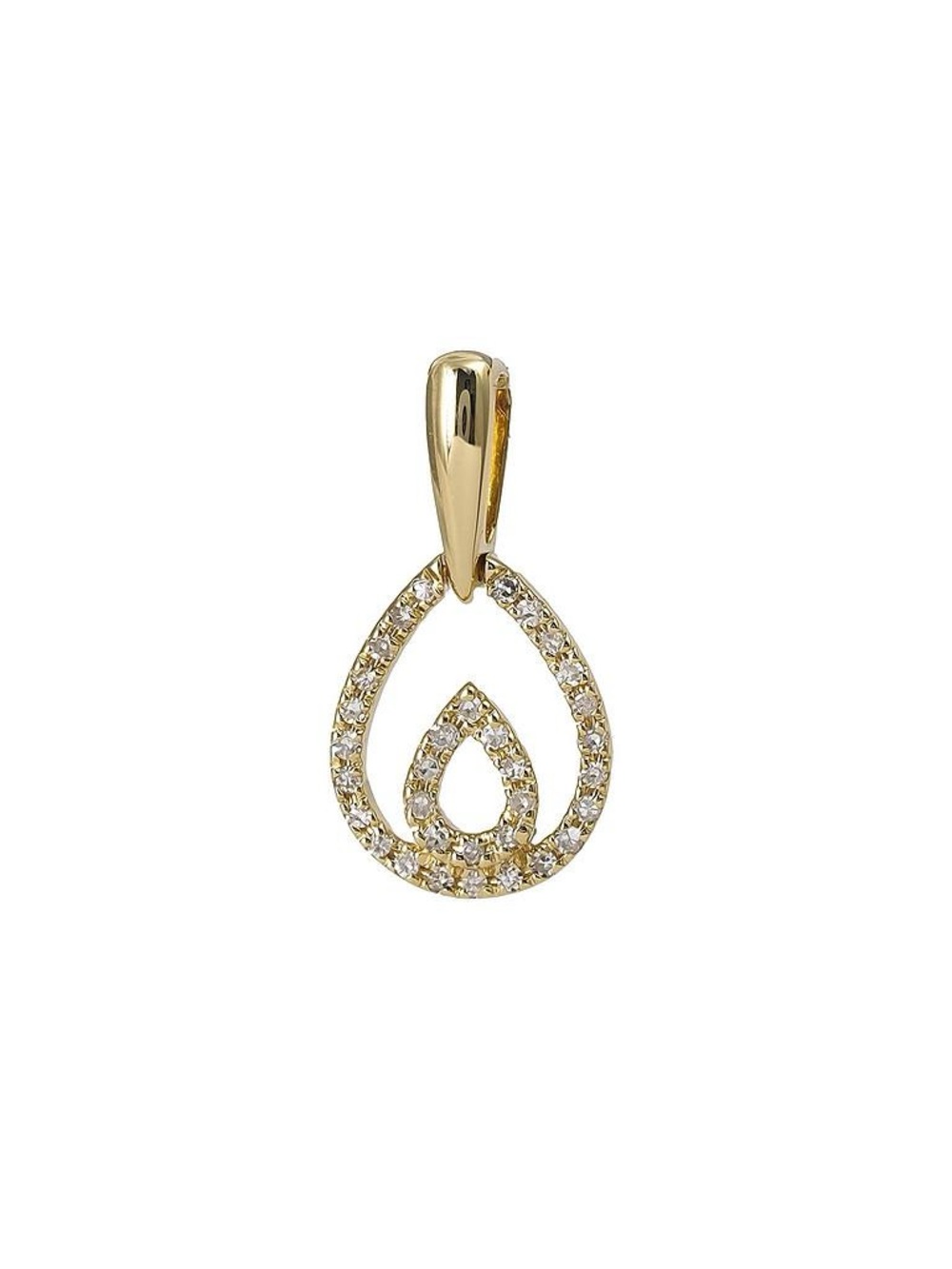 14K Real Solid Yellow Gold Natural Diamond Pendant 0.10ctw 8×17mm
